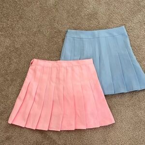 pleated pink + blue tennis skirt set
